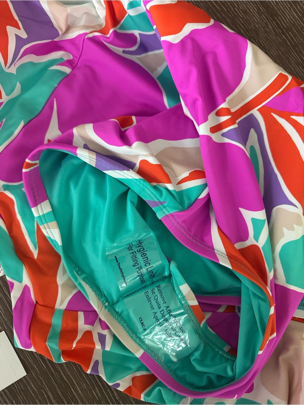 Trina TurkTropical Floral Long-Sleeve Zip Front One-Piece Swimsuit - Pink & Teal - Picture 7 of 7